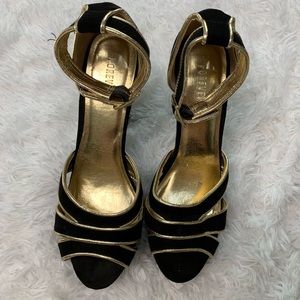 Gold and black high heels